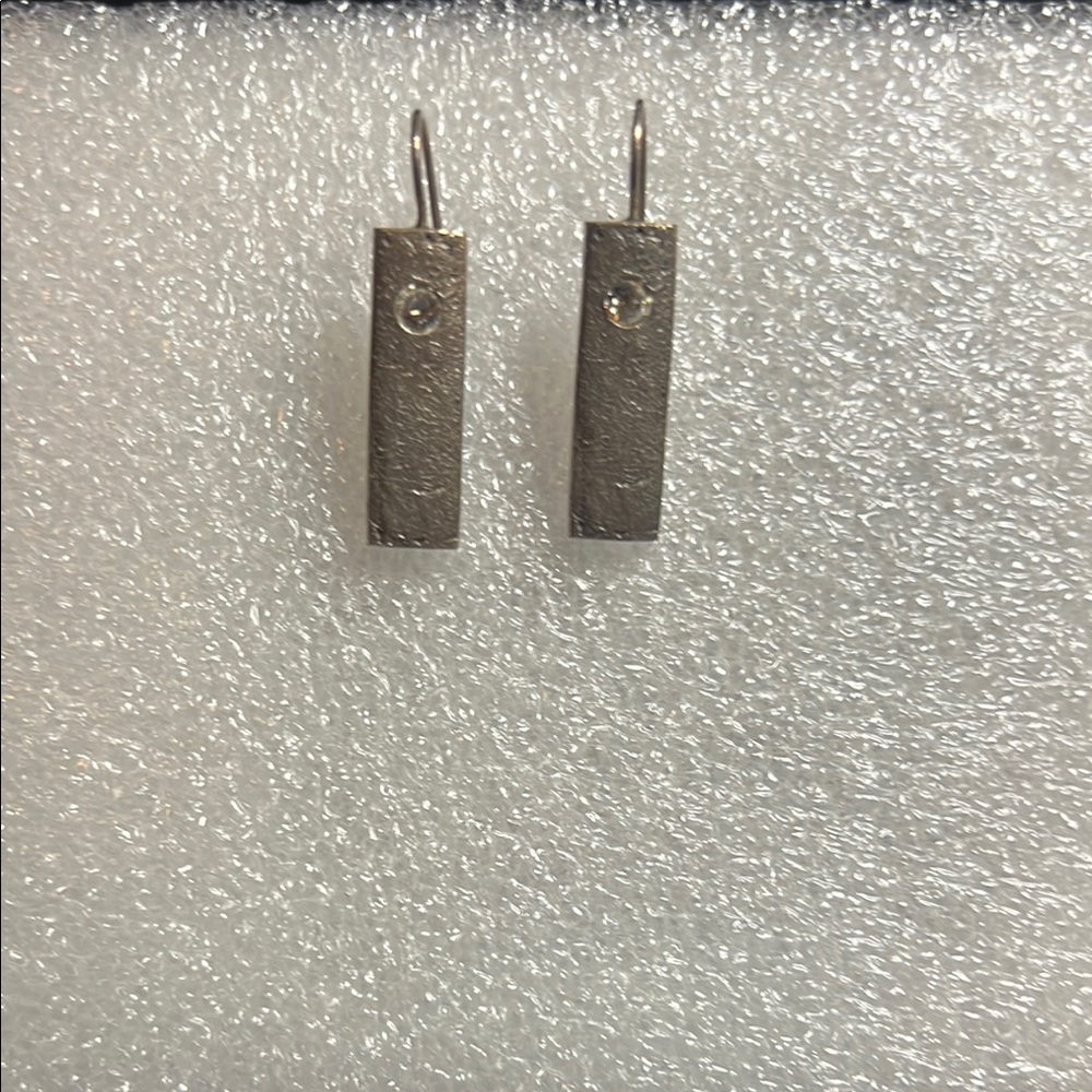 Modern Silver Dangle Earrings with Rectangular Design